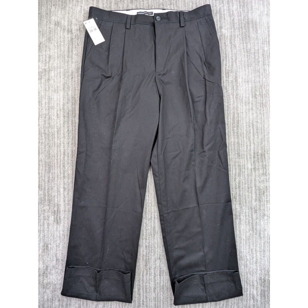Dockers Classic Fit Pleated Easy Khakis Mens 34x34 Black Pants NWT 462980001